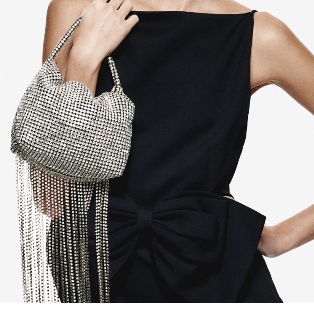 H&M sequined fringe rhinestone bag purse